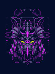 Mecha head with sacred geometry pattern as  the background for any digital or apparel stuff