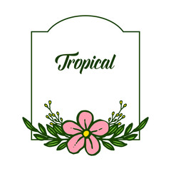 Card decor tropical, ornate of pink floral frames. Vector