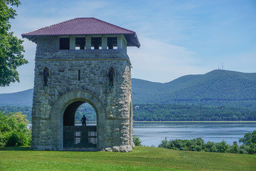 Newburgh, New York: The restored Tower of Victory at Washington's Headquarters National Historic Landmark, on the Hudson River.