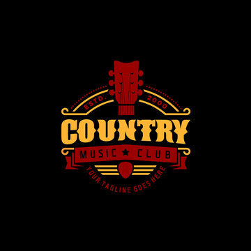 Vector Country Music Club Typography Logo Design Inspiration