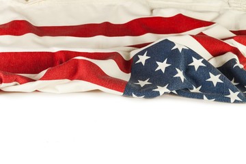 Closeup of Old American Flag, Isolated