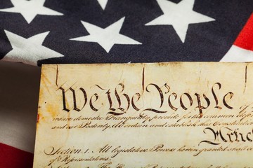 The American Constitution on American Flag