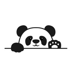 Fototapety  Śliczna panda łapy nad ścianą, ikona kreskówka twarz pandy, ilustracji wektorowych