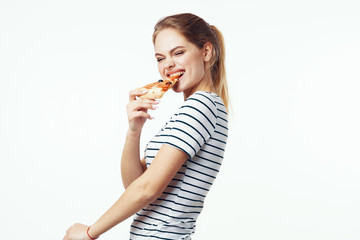 young woman eating cake