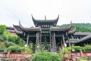 Architectural scenery of Fuhu Temple in Emei Mountain, China