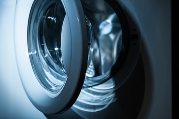 Closeup of Washing Machine with Empty Drum