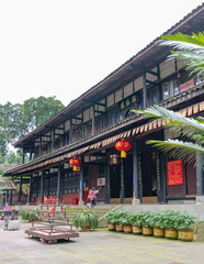 Obraz premium Architectural scenery of Fuhu Temple in Emei Mountain, China