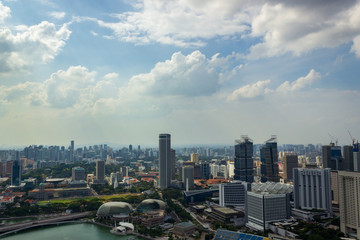 Fototapeta na wymiar Aerial view of beautiful Singapore with nice white clouds, Singapore