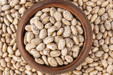 Pinto Beans Close Up Top view, Food Background, Dried Beans, Legume