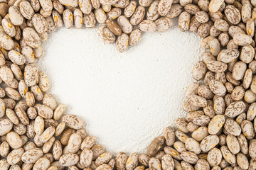Pinto Beans Close Up Top view, Copy Space. Food Background, Dried Beans, Legume