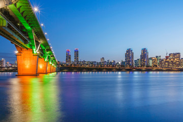 Cheongdam Bridge in Seoul City , South Korea.