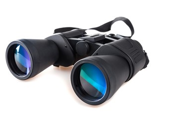 Black binoculars isolated over white background