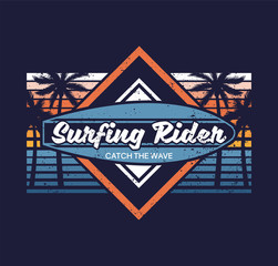 Surfboard palm vintage abstract Illustration