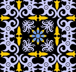 Seamless pattern of dayak ethnic batik. borneo motif style. powder blue color. vector design inspiration