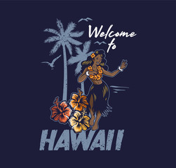 Young cute smile Hawaiian hula girl © Oleksii