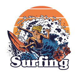 young man crazy extreme surfer