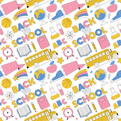 Education seamless pattern, set icons