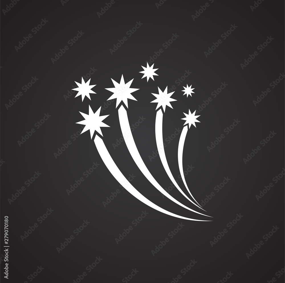 Poster firework related icon on background for graphic and web design. simple illustration. internet concep