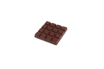 Dark chocolate bar isolated on a white background.