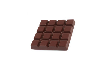 Dark chocolate bar isolated on a white background.