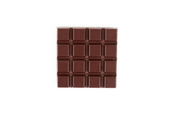 Dark chocolate bar isolated on a white background.