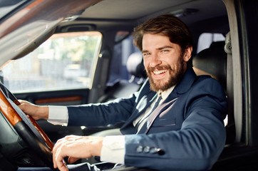 portrait of man in car