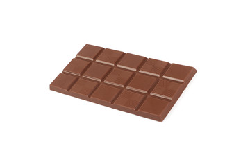 Milk chocolate bar isolated on a white background.
