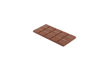 Milk chocolate bar isolated on a white background.