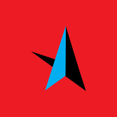 colourfull triangle with red background