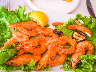 Shrimps on plate