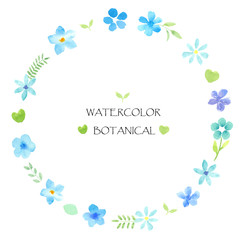 水彩のボタニカル　円枠