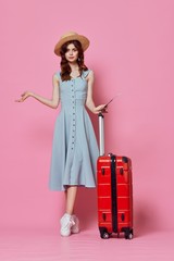 Fototapeta na wymiar girl with suitcase
