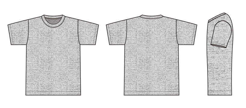 Short sleeve t-shirt illustration (heather gray) /front,back,side