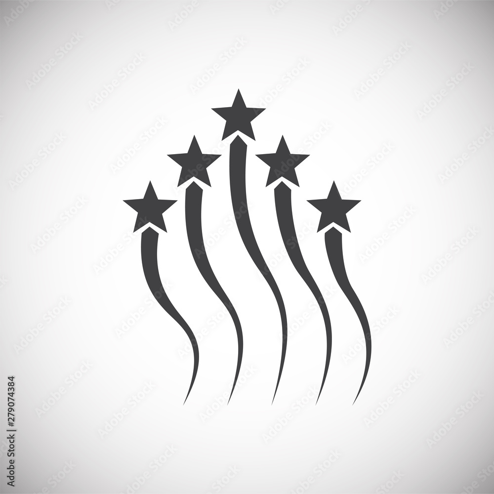 Poster firework related icon on background for graphic and web design. simple illustration. internet concep