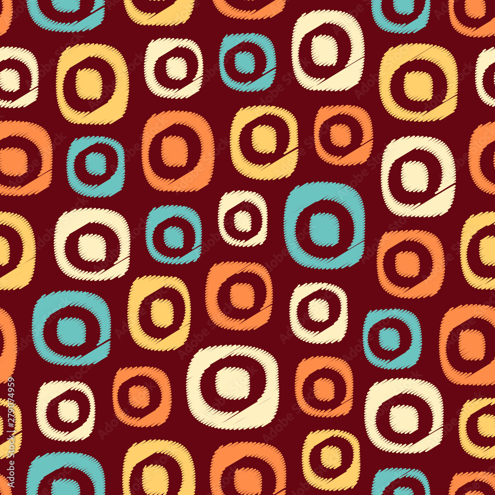 Fototapete seamless abstract pattern in scribble style with the image of oval geometric shapes.