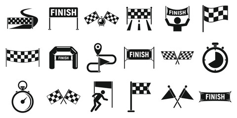 Finish icons set. Simple set of finish vector icons for web design on white background