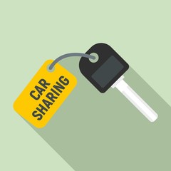 Car sharing key icon. Flat illustration of car sharing key vector icon for web design