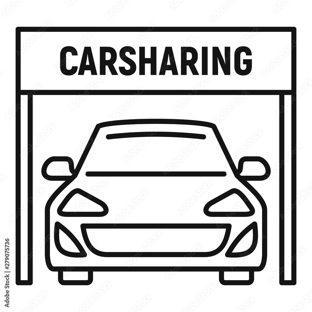 Poster car sharing icon. outline car sharing vector icon for web design isolated on white background