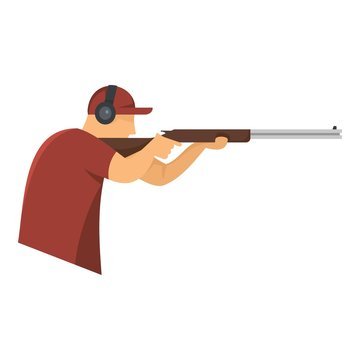 Shooter in baseball cap icon. Flat illustration of shooter in baseball cap vector icon for web design