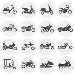 Naklejka premium Moto related icons set on background for graphic and web design. Simple illustration. Internet concept symbol for website button or mobile app.