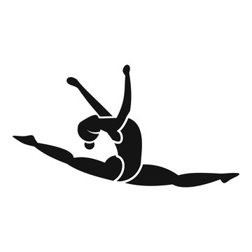 Split jump girl gymnastics icon. Simple illustration of split jump girl gymnastics vector icon for web design isolated on white background