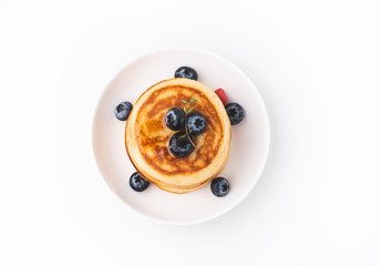 pancake with blue berry food on white background