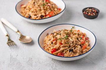 space fried rice with tomato and mushroom