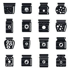 Home jam jar icons set. Simple set of home jam jar vector icons for web design on white background