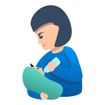Mom breastfeeding icon. Cartoon of mom breastfeeding vector icon for web design isolated on white background