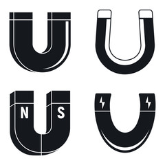 Magnet force icons set. Simple set of magnet force vector icons for web design on white background