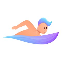 Triathlon swimming icon. Cartoon of triathlon swimming vector icon for web design isolated on white background