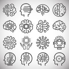 AI related icons set on background for graphic and web design. Simple illustration. Internet concept symbol for website button or mobile app. - 279079169