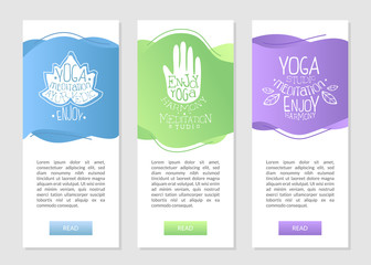 Yoga Studio Meditation, Ayurvedic Business Cards Set with Ethnic Symbols and Place for Text Vector Illustration
