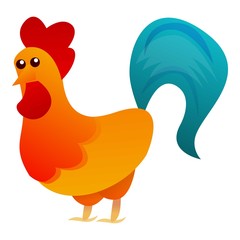 Rooster blue tail icon. Cartoon of rooster blue tail vector icon for web design isolated on white background